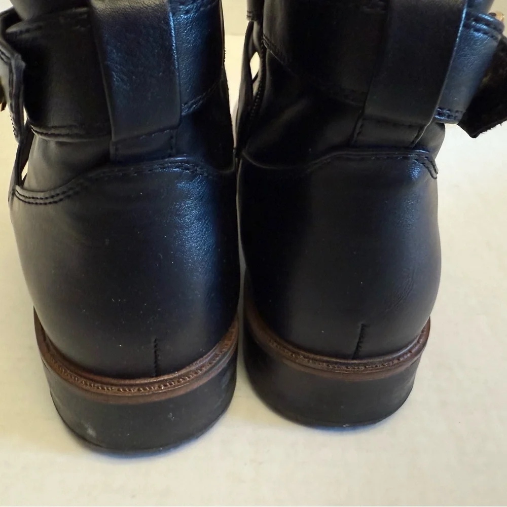 TOMMY HILFIGER FEINNIE ANKLE LEATHER BLACK BOOTS 9.5